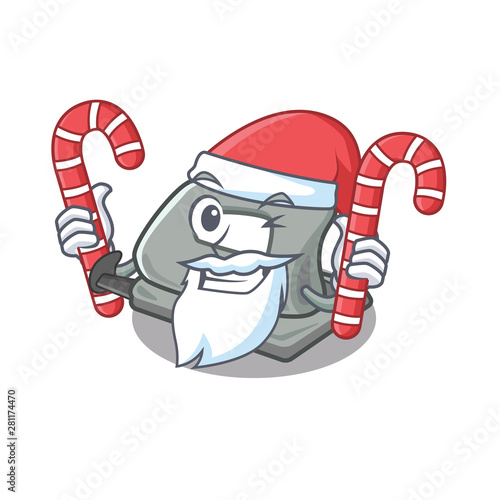 Santa with candy hole puncher in the cartoon shape