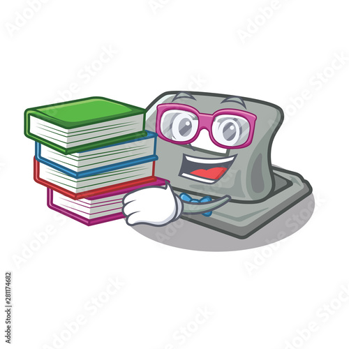 Student with book hole puncher in the cartoon shape