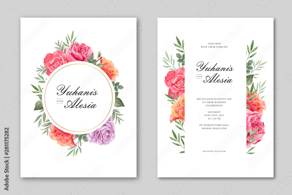 Beautiful wedding card floral frame template