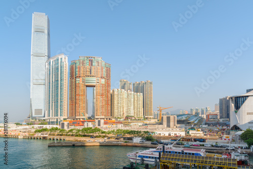 Skyscraper and other modern buildings of West Kowloon
