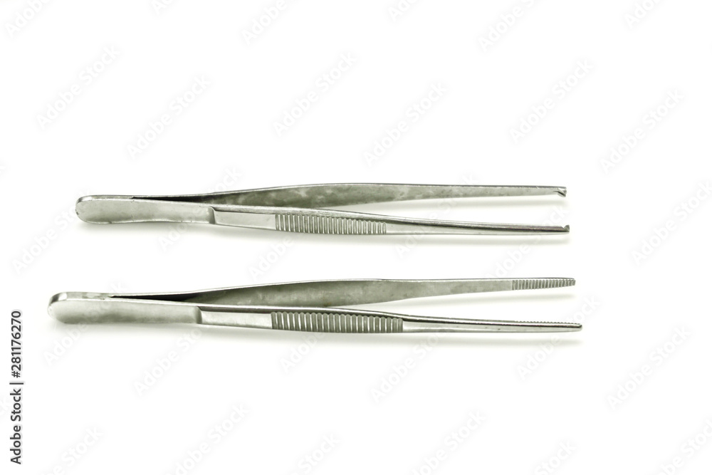 Surgical tweezers isolate on white background. Surgical tweezers isolate on white background.