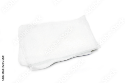 Medical gauze sheet isolate on white background.