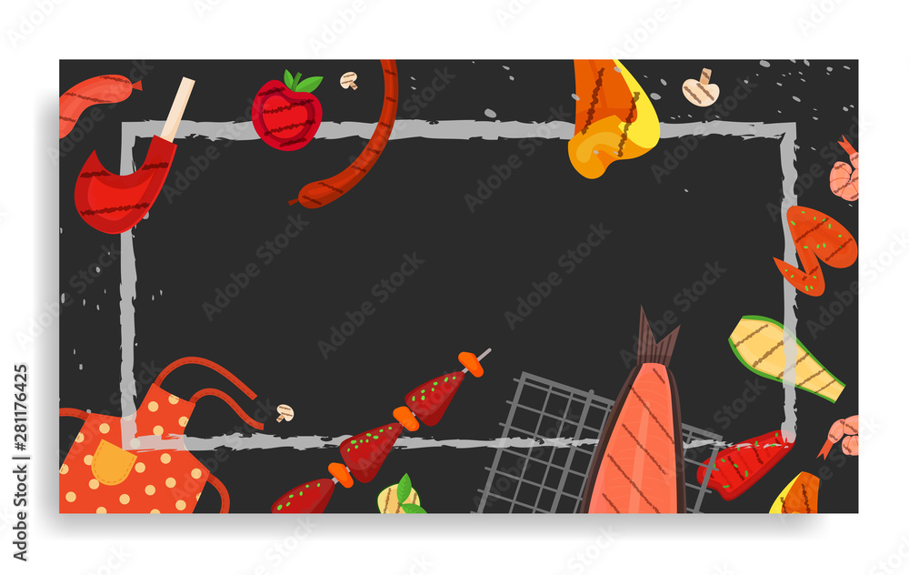 Barbecue party, menu, invitation design. BBQ