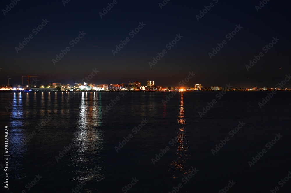 Mamaia resort seen at night from the sea