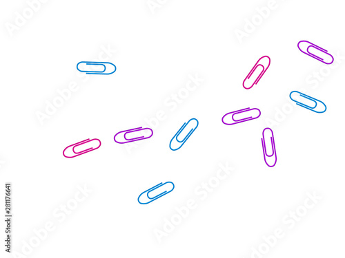 Stationary paperclips isolated on white background