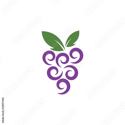 Grape with leaf logo vector