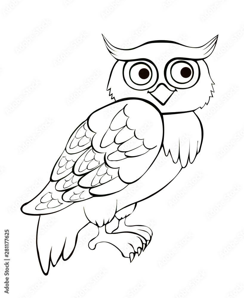 Illustration ink drawing of a black outline of animals. Birds and sea inhabitants on an isolated white background Illustration ink drawing of a black outline of animals. Birds and sea inhabitants on an isolated white background