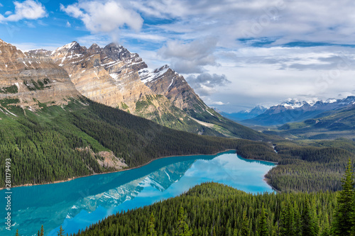Morning view of Peyto Lake in Banff National Park, Canada. photo