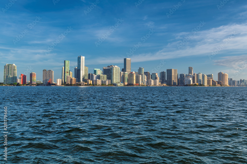Fototapeta premium Miami skyline at sunny morning, Miami, Florida.