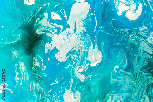 abstract blue paint acrylic pattern texture like marble background, hand painted art marbling like ocean or blue sky