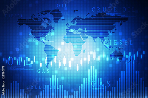 2d rendering Stock market online business concept. business Graph 