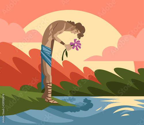 narcissus in love with his own reflex in the water greek mythology tale