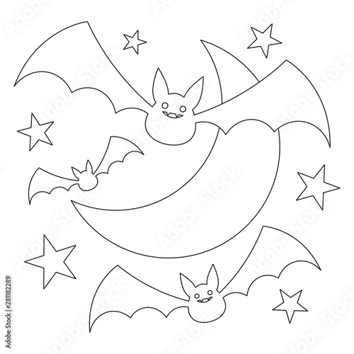 ハロウィン コウモリ 月 星 ぬりえ ベクター イラスト
