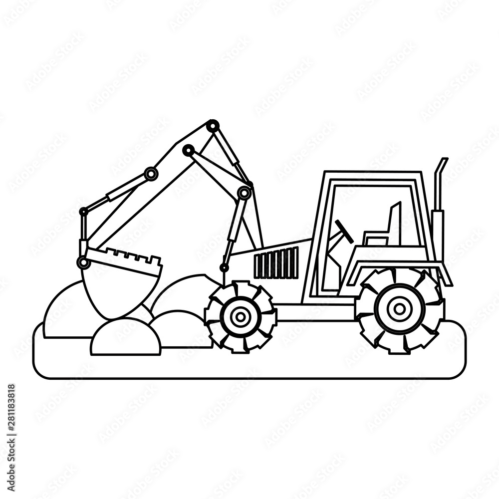 Naklejka premium construction architectural engineering work cartoon in black and white