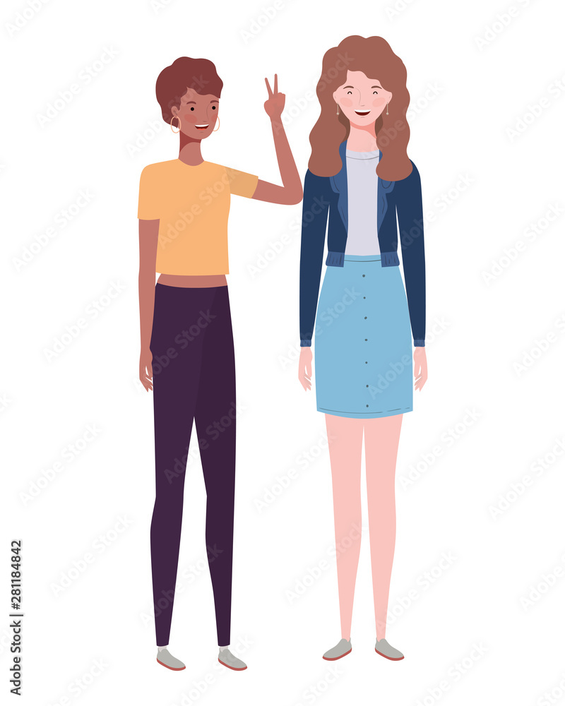 Fototapeta premium young women standing on white background