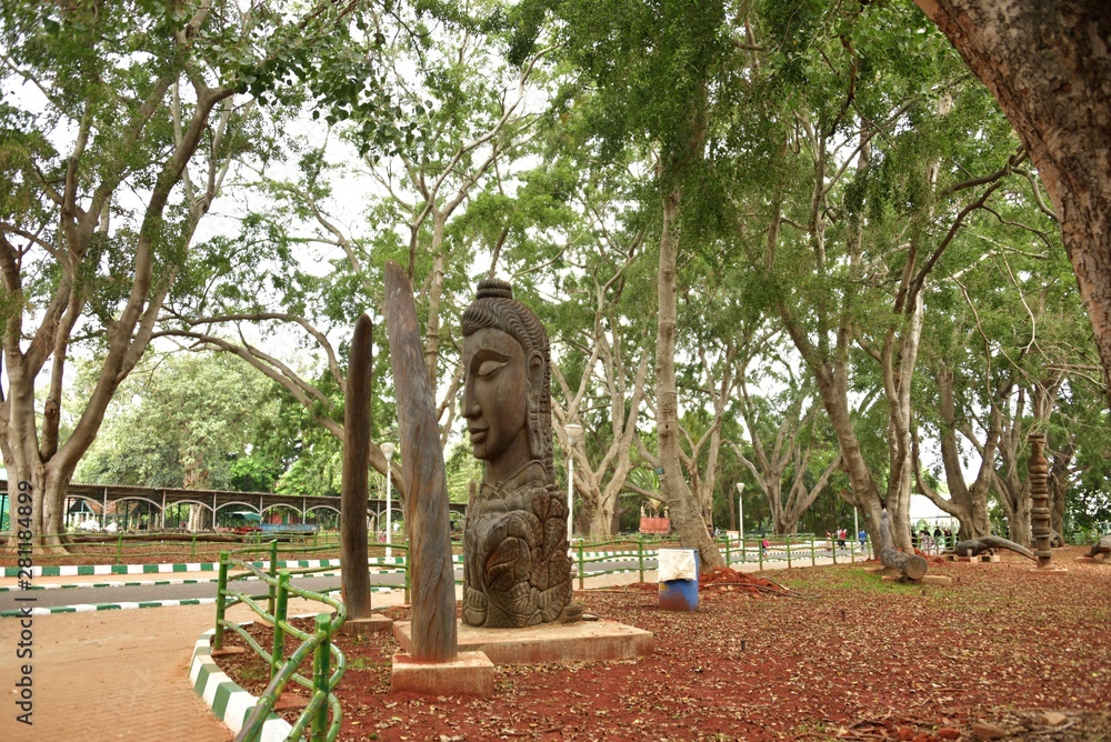 Lalbagh Botanical Gardens tree carvings, Bangalore, Karnataka, India