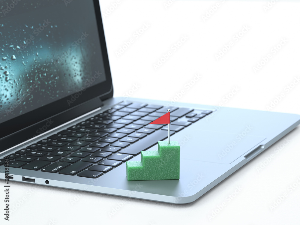 Next Level,stairs on the keyboard of a latop, 3d rendering,conceptual image. next level and future concepts. Next Level,stairs on the keyboard of a latop, 3d rendering,conceptual image. next level and future concepts.