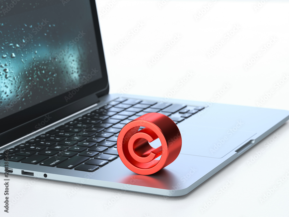 Copyright,Copyright sign on the keyboard of a latop, 3d rendering,conceptual image. Copyright protection and Copyright law concepts. Copyright,Copyright sign on the keyboard of a latop, 3d rendering,conceptual image. Copyright protection and Copyright law concepts.