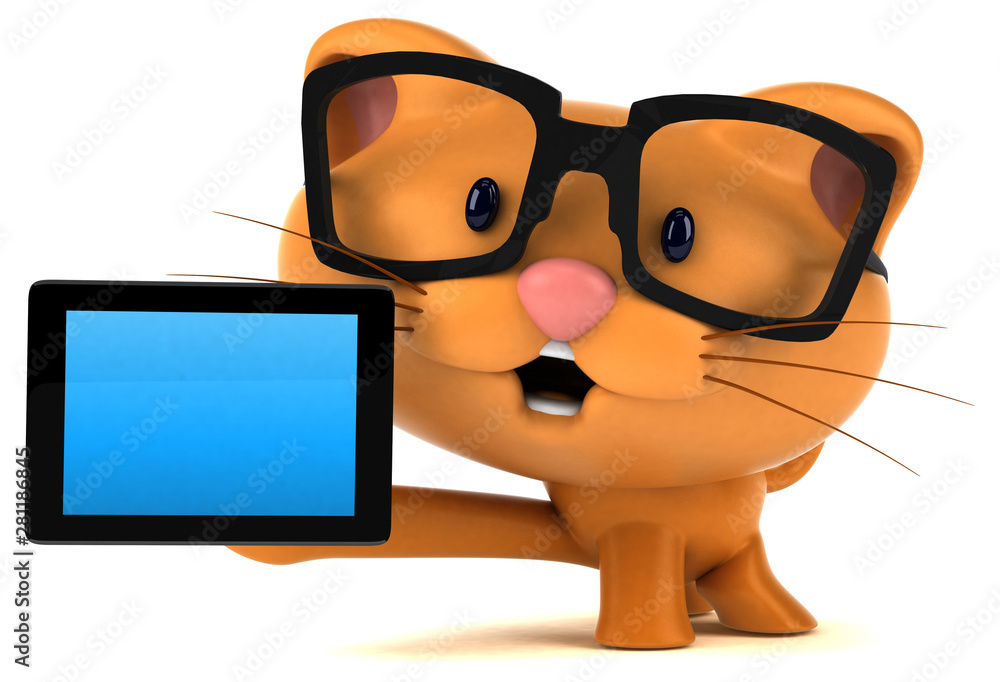 Naklejka premium Fun cat - 3D Illustration