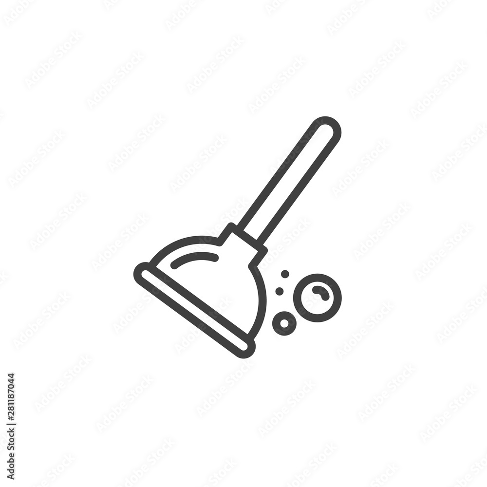 Plunger line icon. linear style sign for mobile concept and web design. Plumbing tool outline vector icon. Symbol, logo illustration. Vector graphics Plunger line icon. linear style sign for mobile concept and web design. Plumbing tool outline vector icon. Symbol, logo illustration. Vector graphics