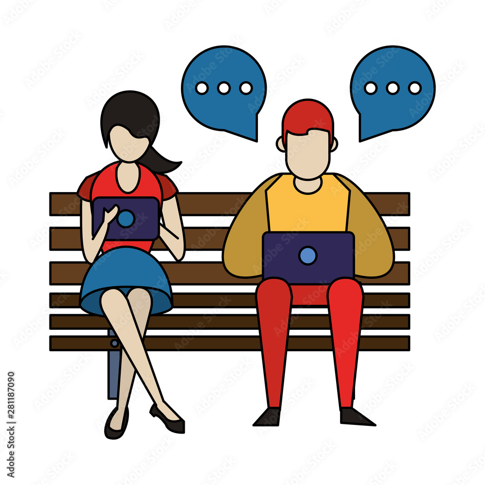 Naklejka premium social media network chatting cartoon