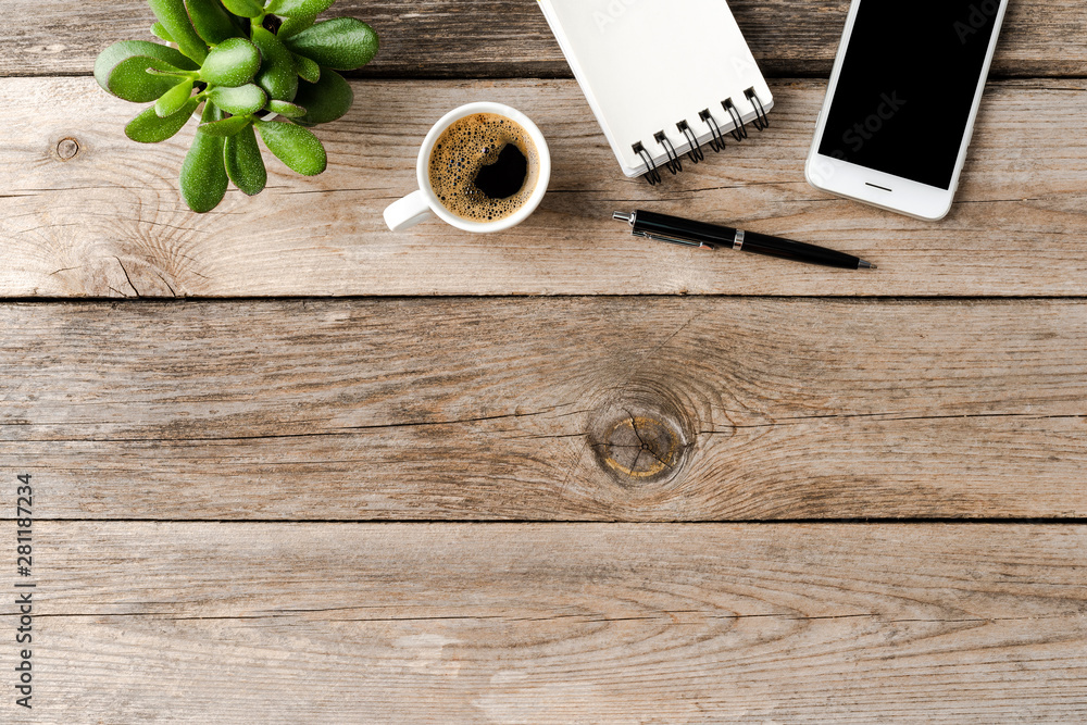 Office desktop. Business accessories on wooden background Office desktop. Business accessories on wooden background