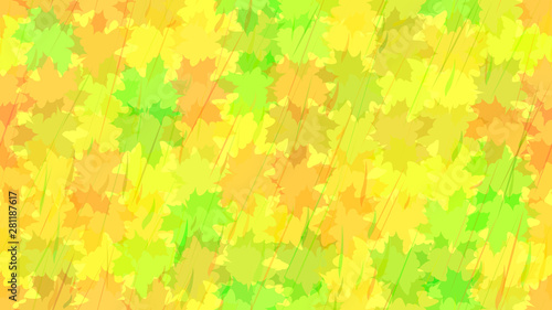 Falling maple leaves, raindrops. Autumn pattern. The idea of design of tiles, wallpaper, packaging, textiles, background.
