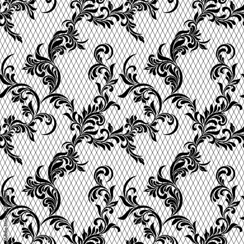 Elegant vintage seamless pattern. Floral ornament on the background of the grid. Texture for print, wallpaper, home decor, textile, package design