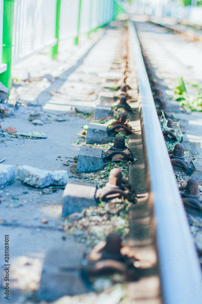 The railroad track of trams in Dalian outdoor cities The railroad track of trams in Dalian outdoor cities