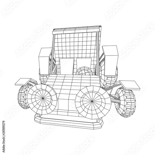 Off road dune buggy car. Terrain vehicle. Outdoor car racing, extreme sport oncept. Wireframe low poly mesh vector illustration