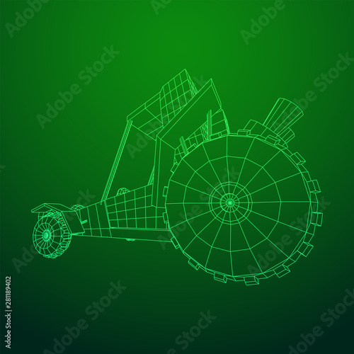 Off road dune buggy car. Terrain vehicle. Outdoor car racing, extreme sport oncept. Wireframe low poly mesh vector illustration