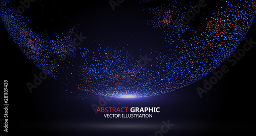 Multicolored Earth composed of colorful particles, vector illustration.