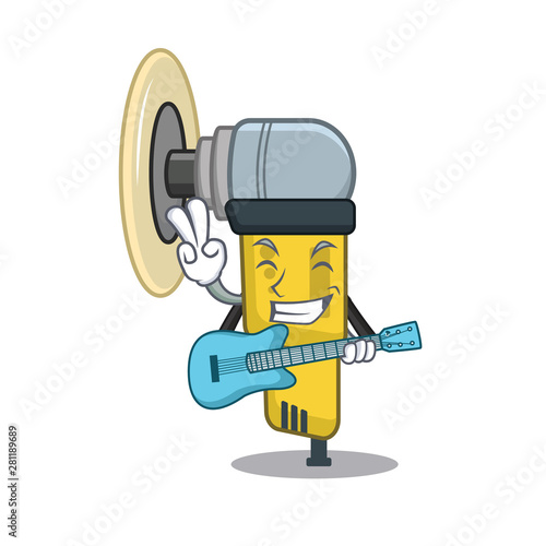 With guitar pneumatic sander isolated with the cartoon