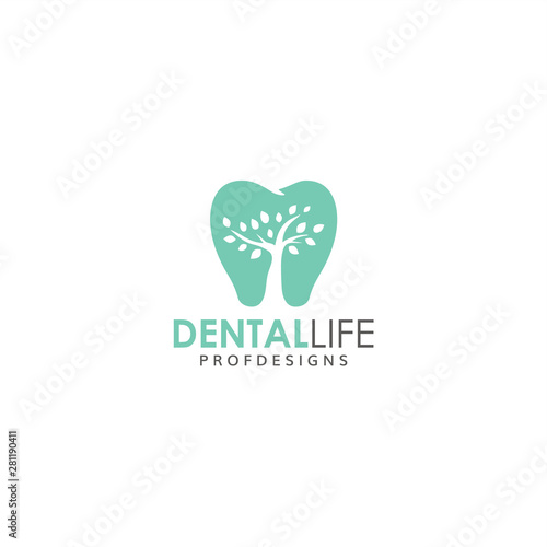 dental life dental clinic tree leaf grow up logo vector icon art illustration