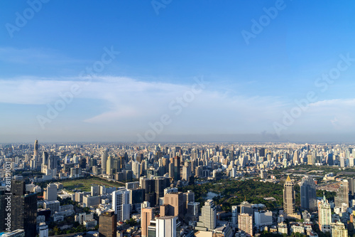 The Metropolitan Bangkok City - Aerial  view urban tower Bangkok city Thailand on April 2019   blue sky background   Cityscape Thailand