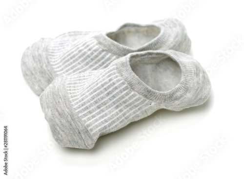 Invisible ladies shoes socks in different colors isolated on white background
