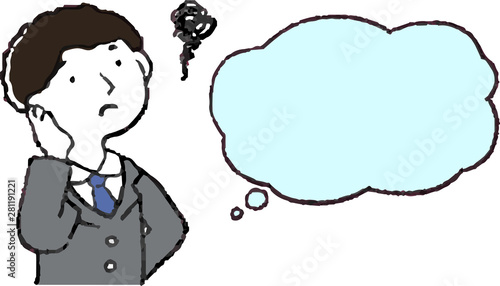 Illustration of a Businessman who responds sideways with Speech Balloon set