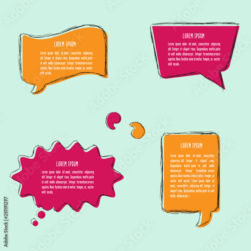 Hand drawn  sketch speech bubbles  - vector