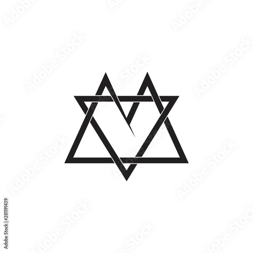 letter mv triangle linked line logo vector