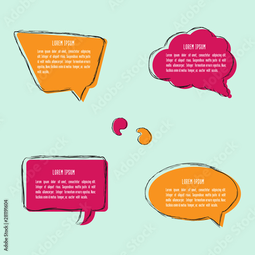 Hand drawn  sketch speech bubbles  - vector