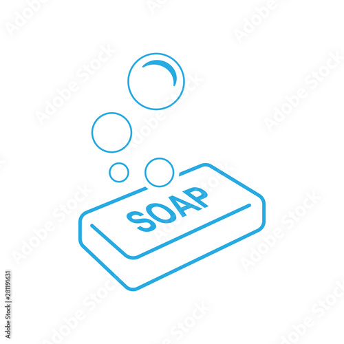 soap bar and bubble icon vector