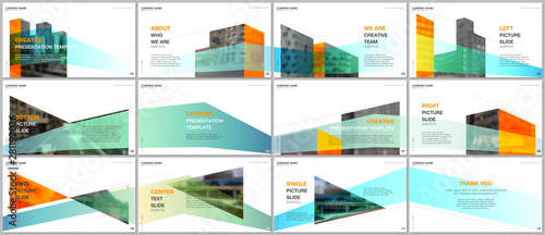 Presentations design, portfolio vector templates with architecture design. Abstract modern architectural background. Multipurpose template for presentation slide, flyer leaflet, brochure cover, report