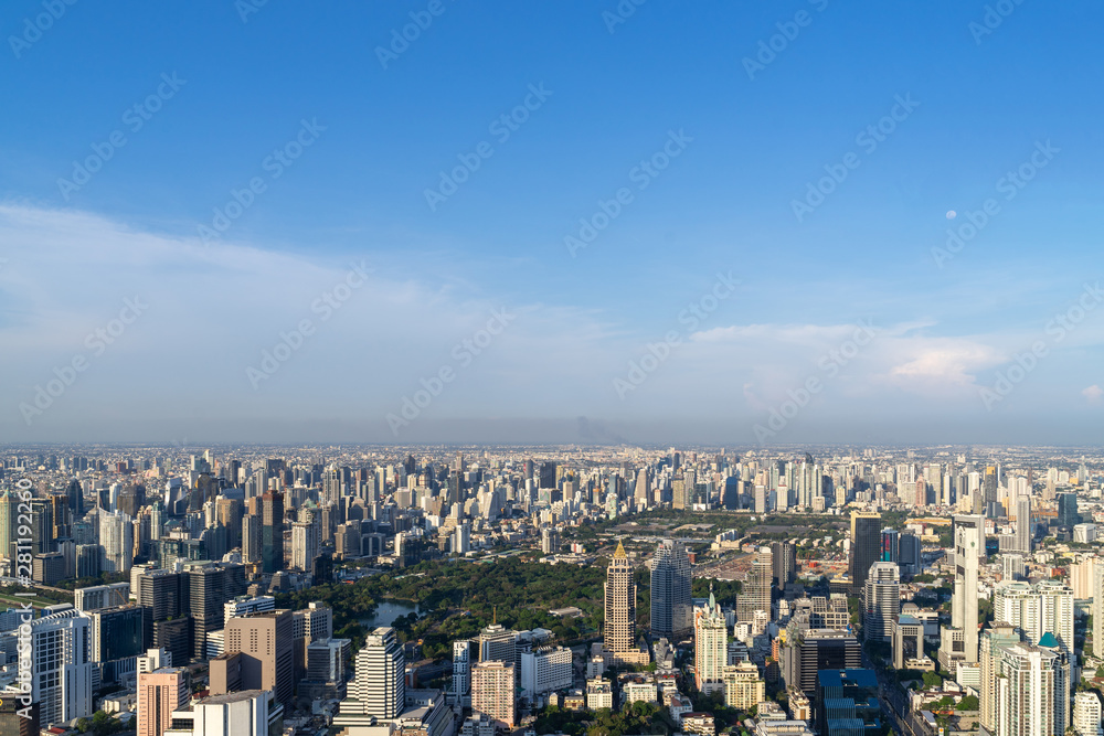 The Metropolitan Bangkok City - Aerial  view urban tower Bangkok city  Thailand on April 2019 , blue sky background , Cityscape Thailand