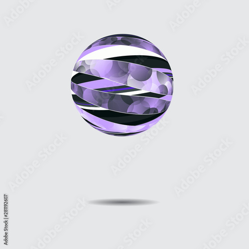 Rolled sphere purple silver