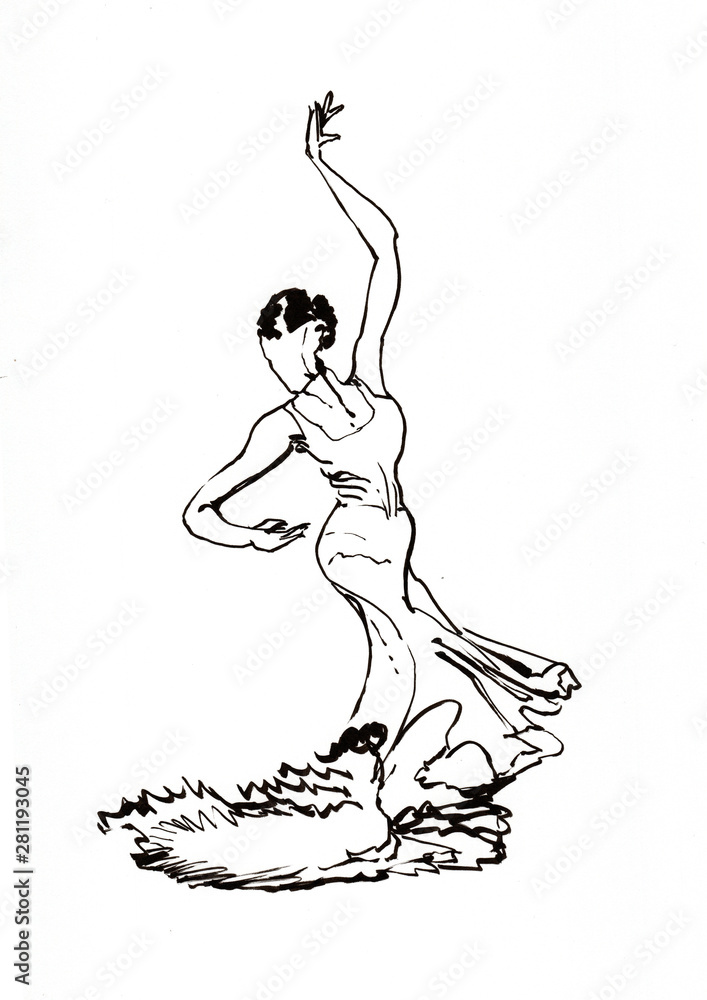 Fototapeta premium dancer hand drawn illustration,art design