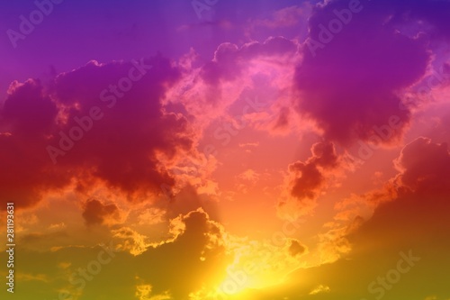 nice vivid sunset or sunrise cloudy sky for using in design as background. © Dancing Man