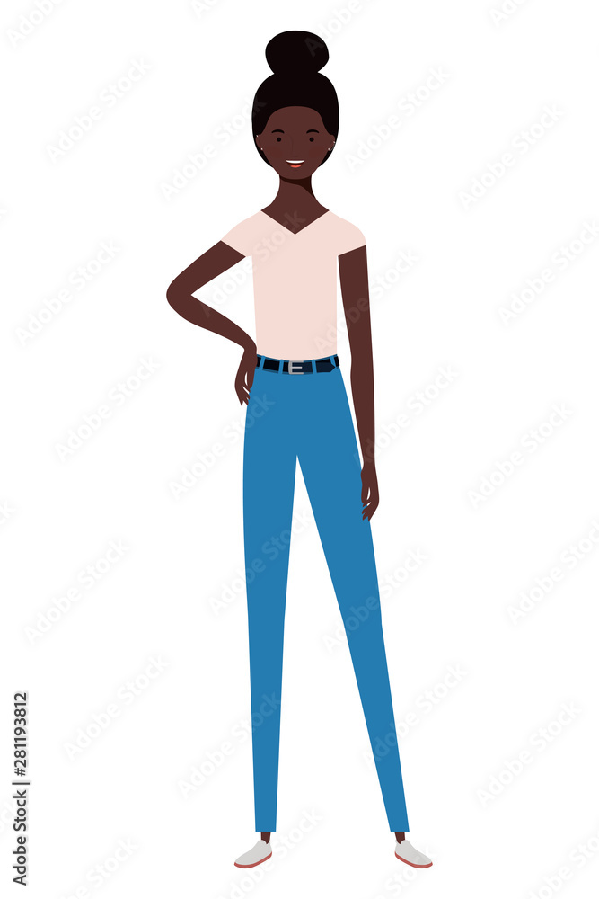 Fototapeta premium young woman standing on white background