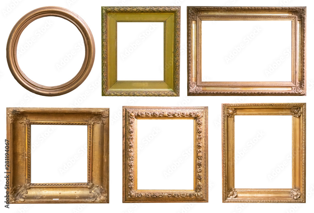 Set of antique picture frames isolated on white background Set of antique picture frames isolated on white background