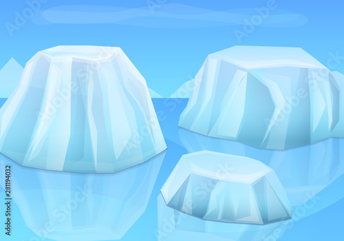 cartoon glaciers in the ocean, vector illustration
