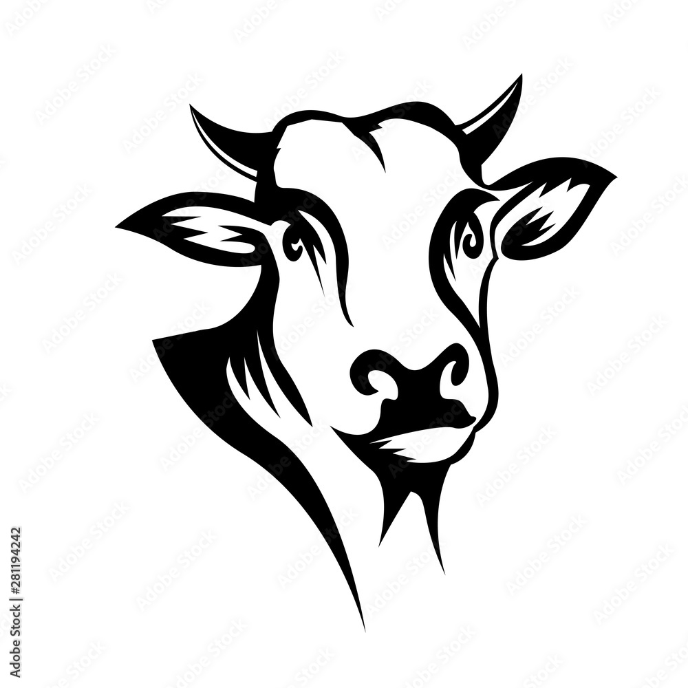 face cow head art logo design inspiration Stock Vector | Adobe Stock